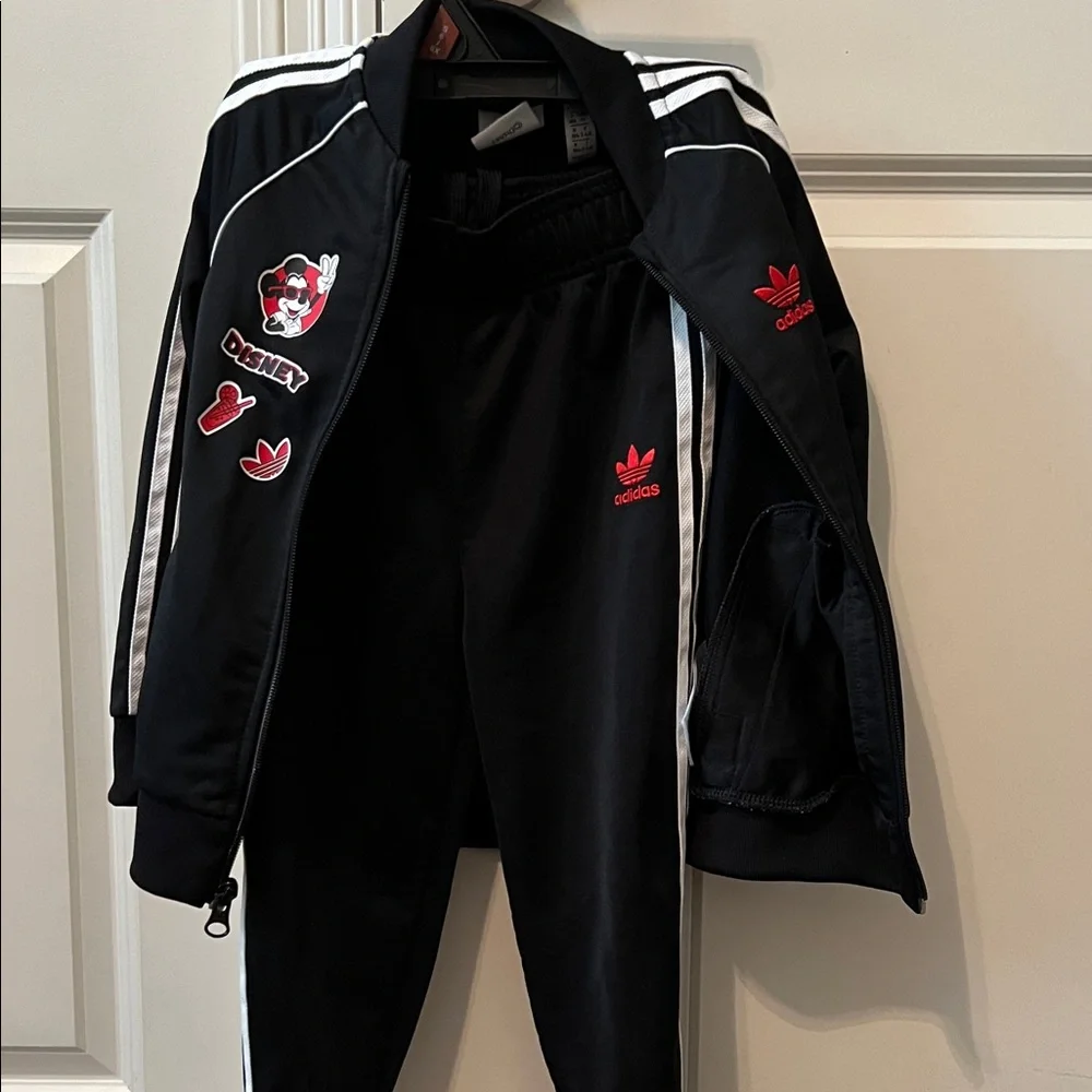Adidas Black Disney Mickey Mouse Tracksuit with White Stripes Size 4T